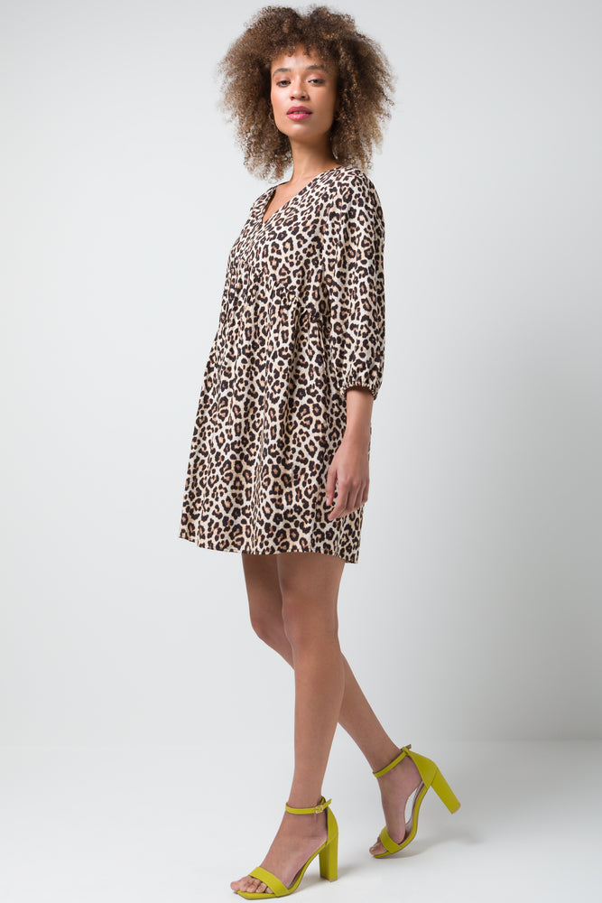 Three Quarter Sleeve Dress Brown