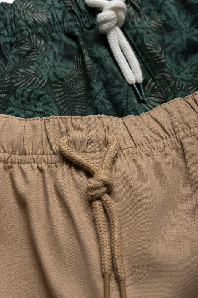 2 Pack Woven Shorts Green & Stone (1)