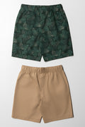 2 Pack Woven Shorts Green & Stone (2)