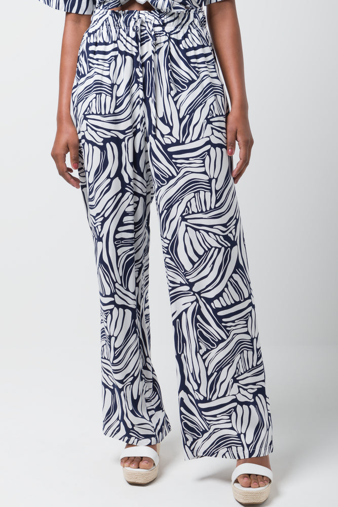 Relaxed Printed Viscose Pant Navy (1)