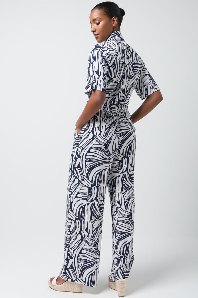 Relaxed Printed Viscose Pant Navy (3)