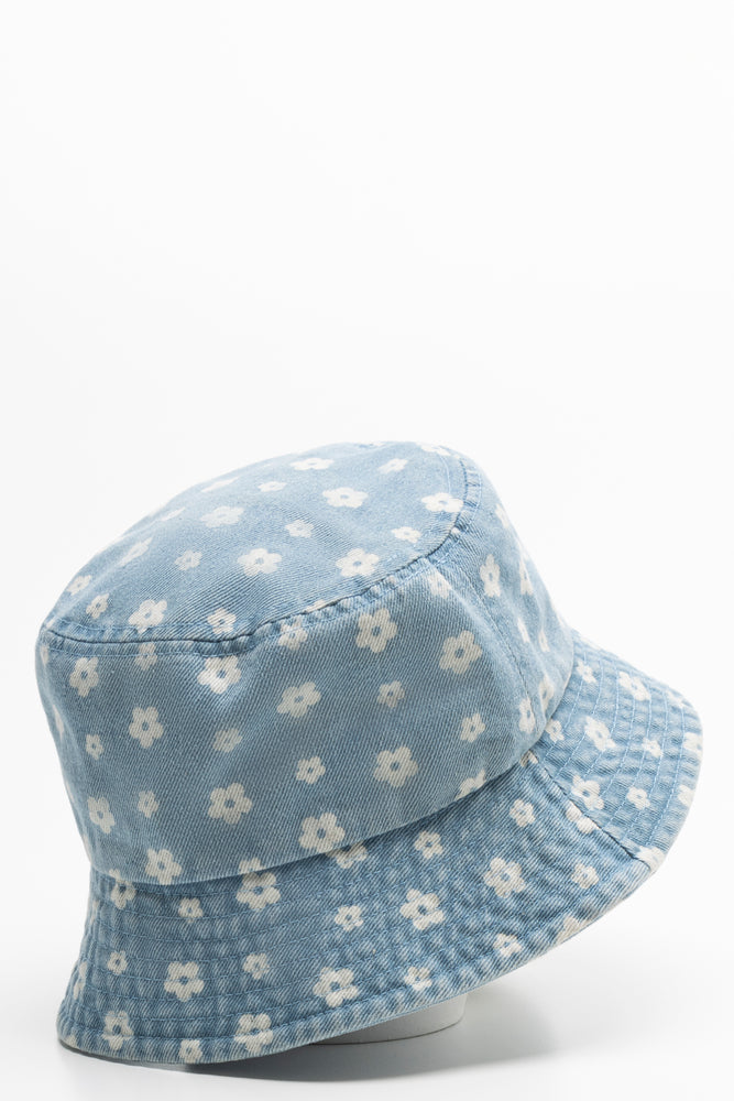 Denim Bucket Hat With Flowers Blue (1)