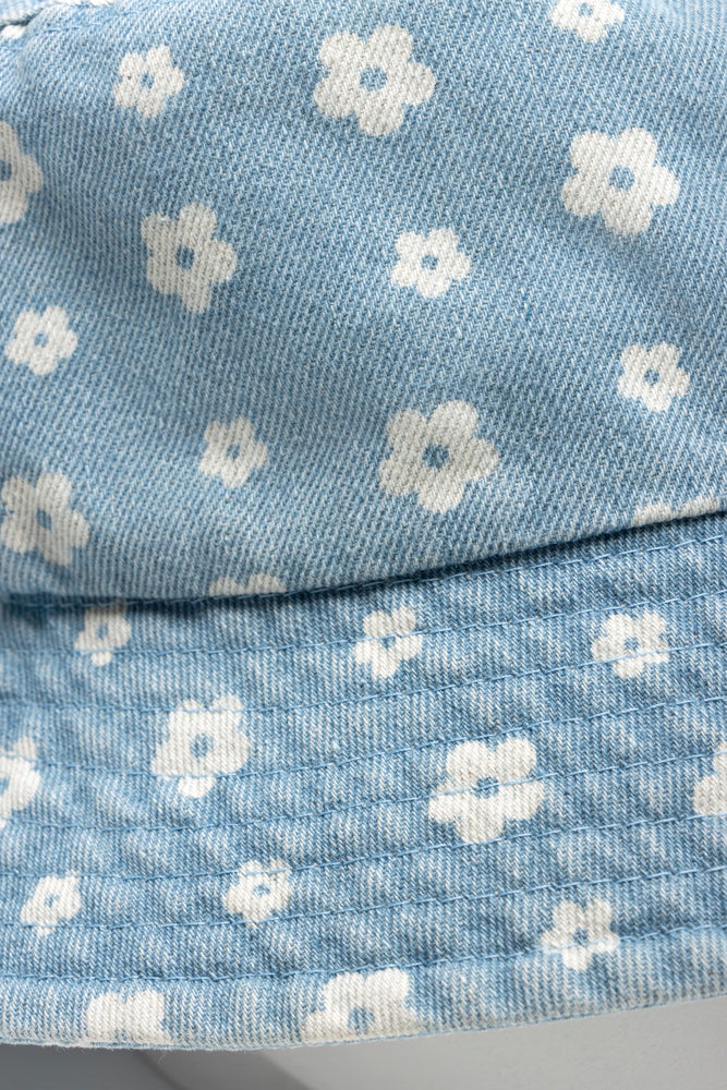 Denim Bucket Hat With Flowers Blue (2)