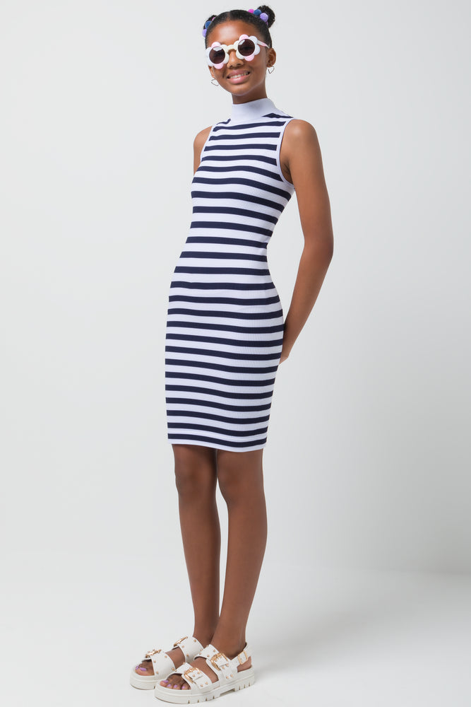 Striped turtleneck dress best sale
