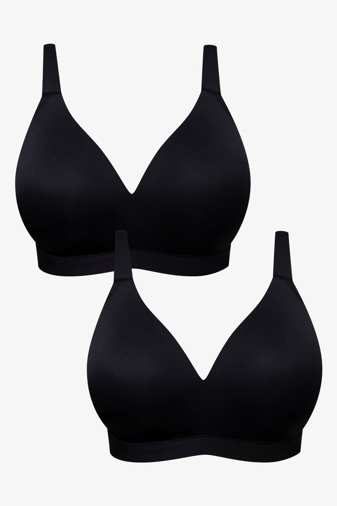 Plus Size 2 Pack Padded Wire Free Bras Black