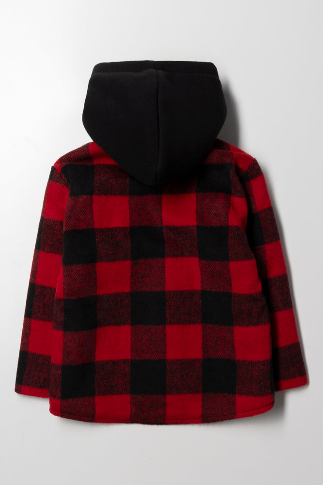 Check Hooded Shacket Black And Red (3)