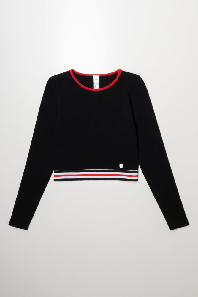 Rib Seamless Long Sleeve Top Black