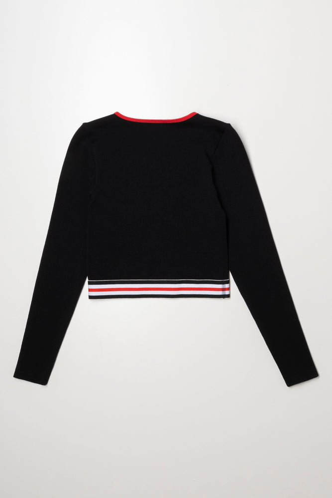 Rib Seamless Long Sleeve Top Black (2)
