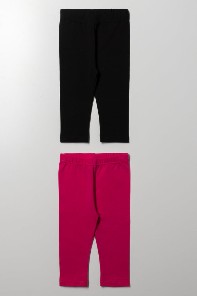 2 Pack Leggings Pink And Black