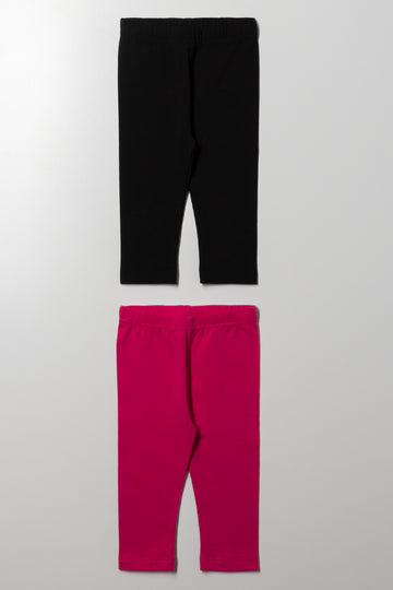 2 Pack Leggings Pink And Black