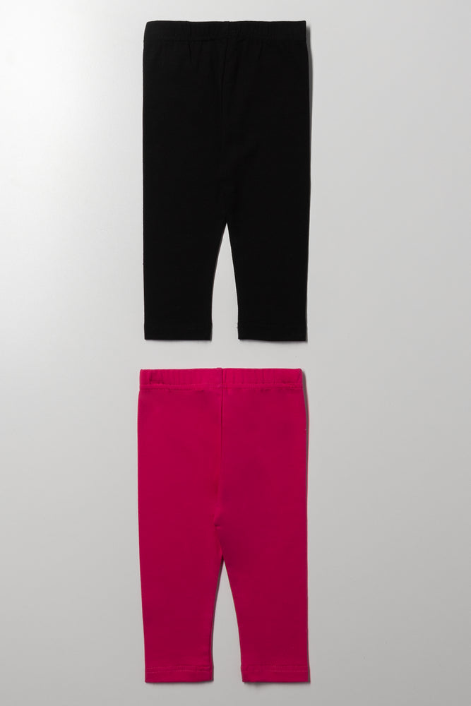 2 Pack Leggings Pink And Black (2)