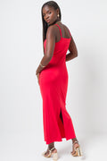 Strappy Side Ruched Dress Red (2)
