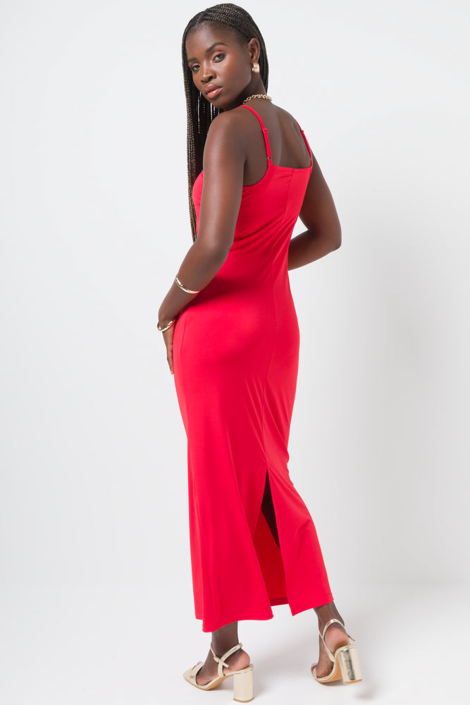 Strappy Side Ruched Dress Red Dresses Jumpsuits Ackermans