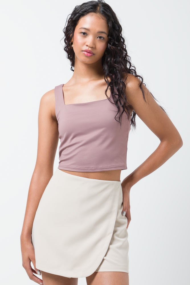 Slinky Crop Square Neck Vest Pink