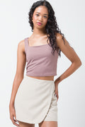 Slinky Crop Square Neck Vest Pink