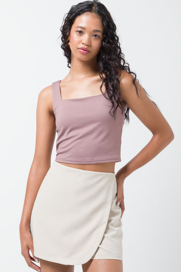 Slinky Crop Square Neck Vest Pink