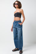 Wide Balloon Skater Denim Jeans Blue (2)