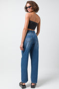 Wide Balloon Skater Denim Jeans Blue (3)
