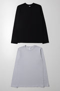 2 Pack Long Sleeve T-Shirts Grey And Black
