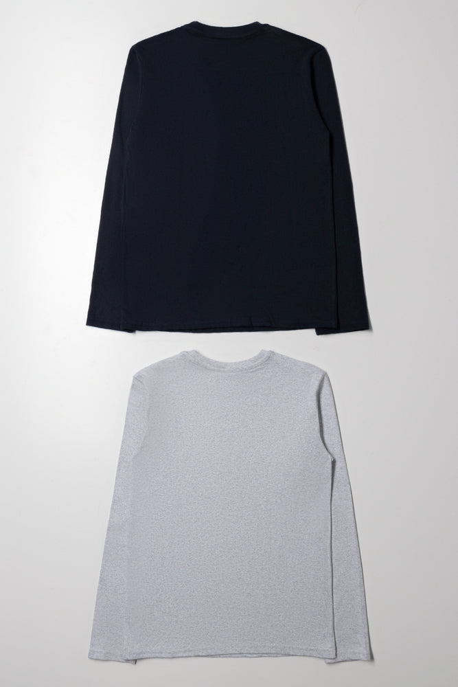 2 Pack Long Sleeve T-Shirts Navy And Grey (3)