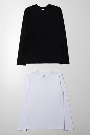 2 Pack Long Sleeve T-Shirts White And Black