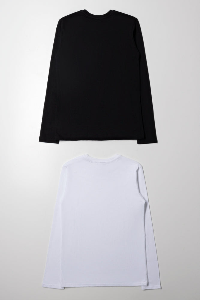 2 Pack Long Sleeve T-Shirts White And Black (2)