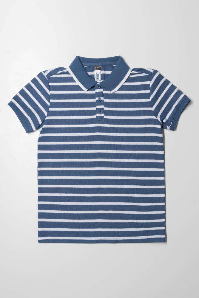 Stripe Short Sleeve Golfer Blue