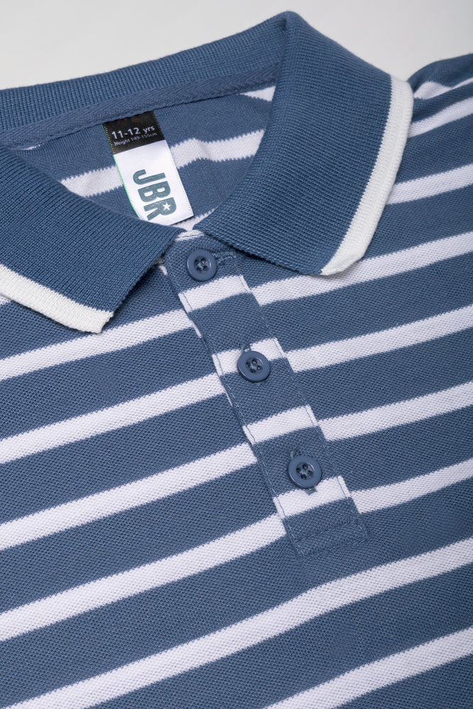 Stripe Short Sleeve Golfer Blue