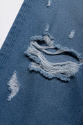 Ripped Straight Leg Denim Jeans Blue (2)