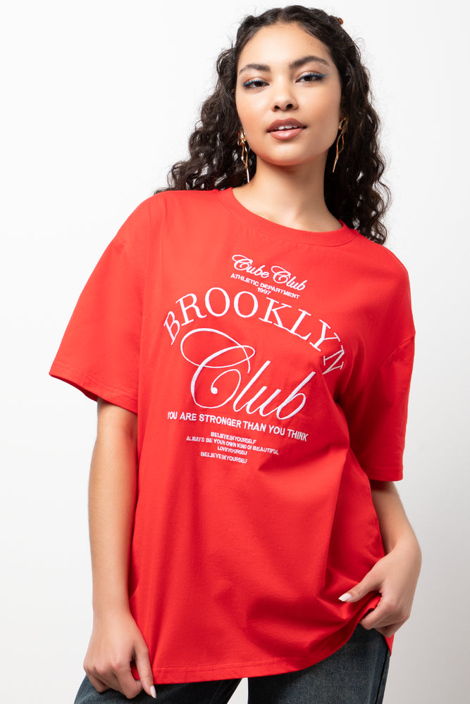 Oversized Graphic T-Shirt Red