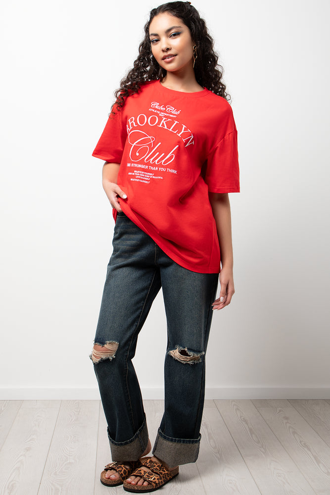 Oversized Graphic T-Shirt Red