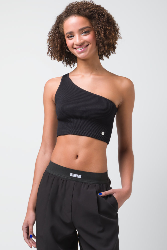 Seamless Asymmetrical Top Black