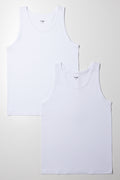 2 Pack Sleeveless Vests White