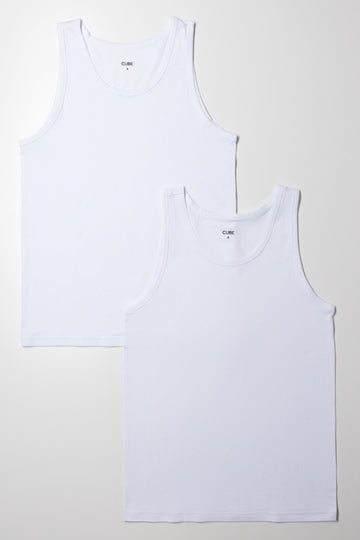 2 Pack Sleeveless Vests White
