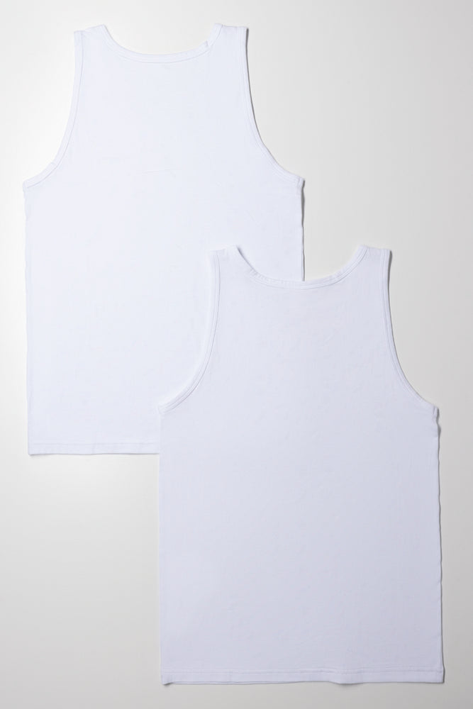 2 Pack Sleeveless Vests White (2)