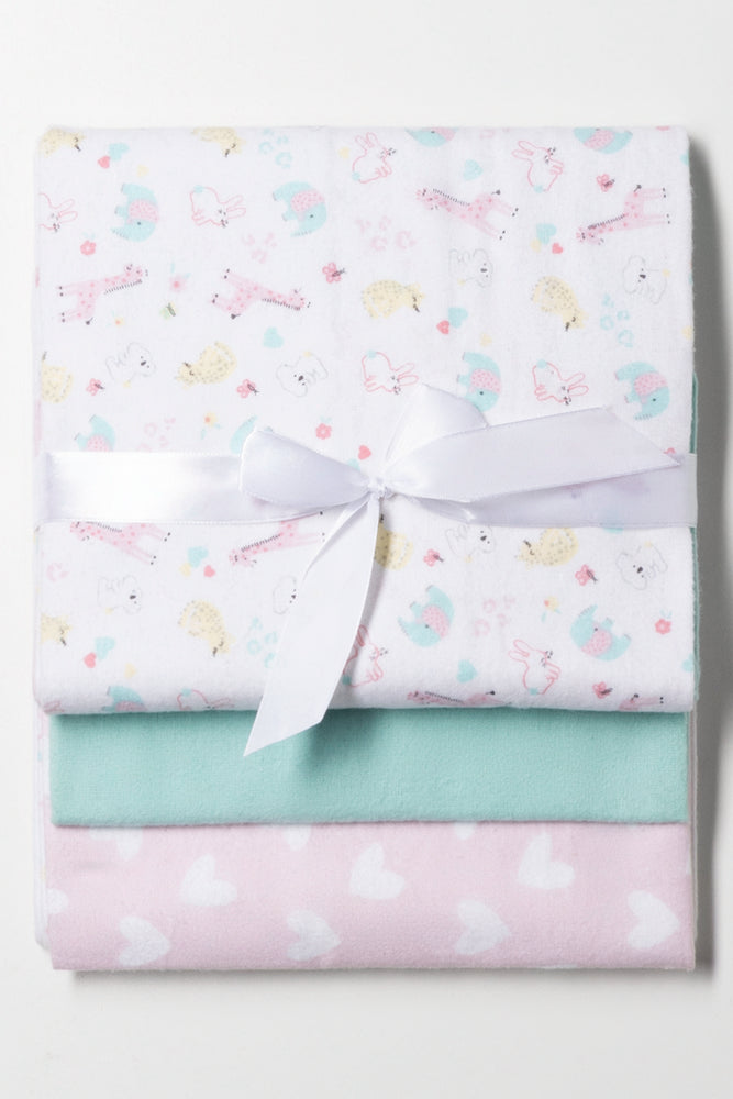 3 Pack Receiver Blanket Wild Animals  Pink
