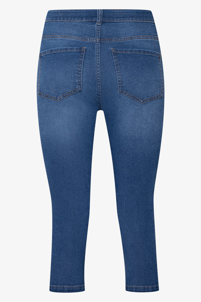 High Rise Denim Jean Capri Blue