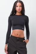 Seamless Long Sleeve Crop Top Black