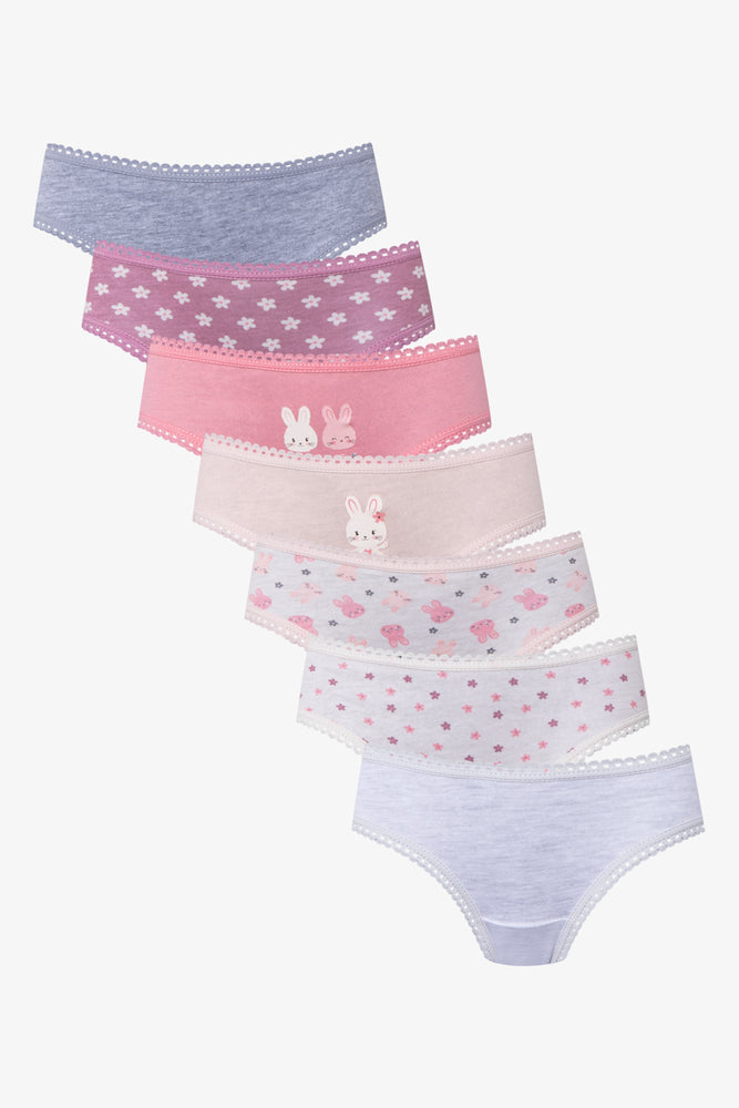 7 Pack Bunny Flower Bikini Panties Multi