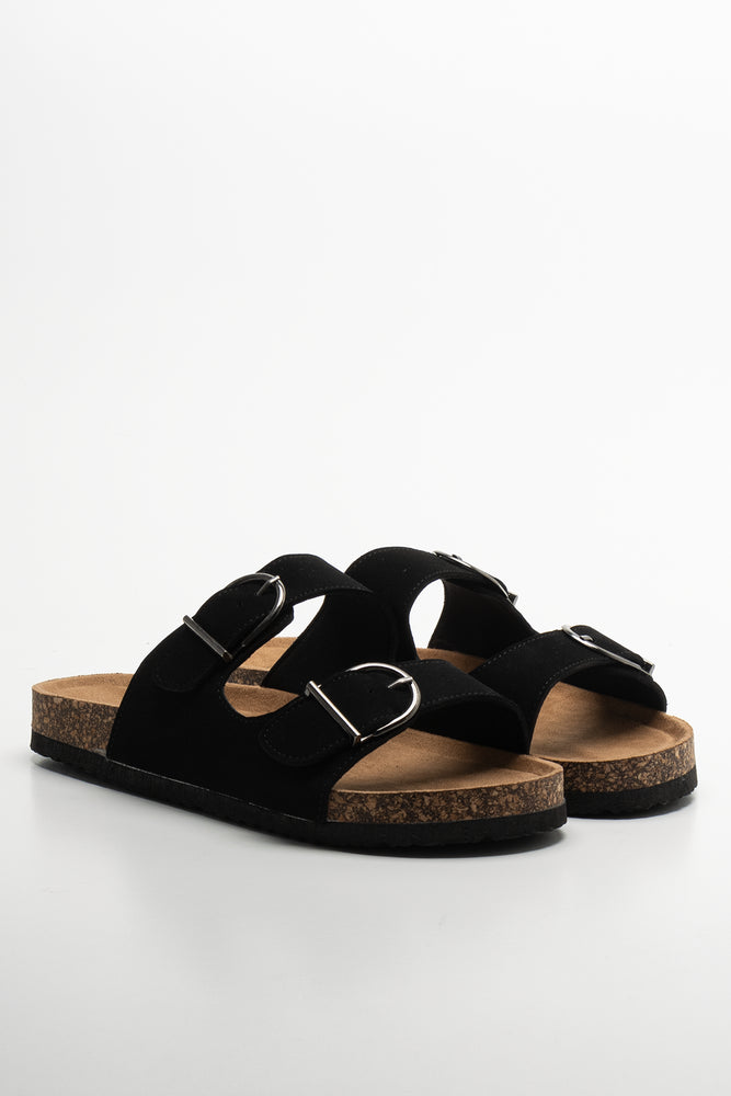 Double Band Buckle Sandal Black