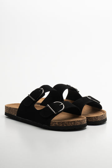 Double Band Buckle Sandal Black