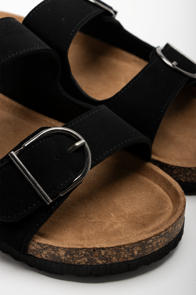 Double Band Buckle Sandal Black (2)