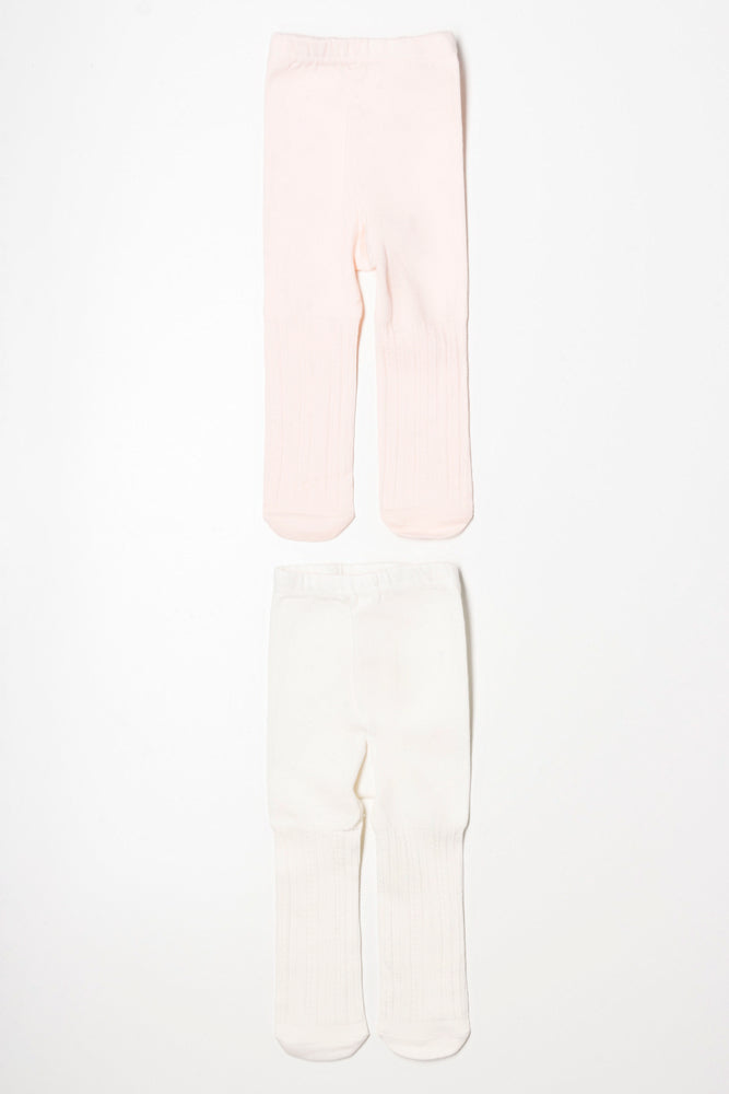 2 Pack Tights Cream and Pink