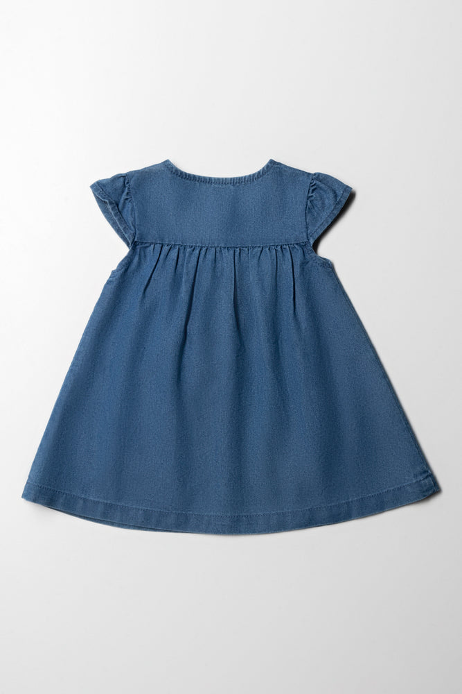 A-Line Button Through Dress Blue (3)