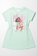 Moana Turn Up Sleeve Dress Light Green