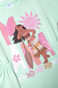 Moana Turn Up Sleeve Dress Light Green (1)