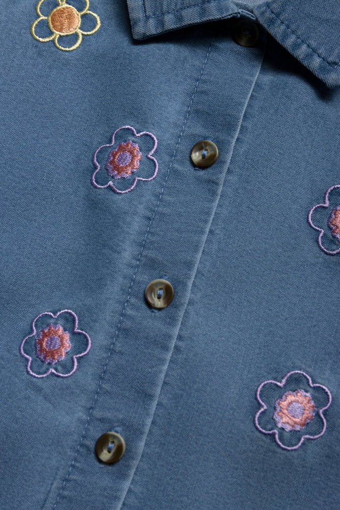 Flower Denim Shirt Blue (1)
