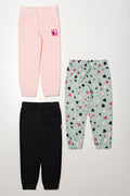 3 Pack Heart Trackpants Black, Green And Pink