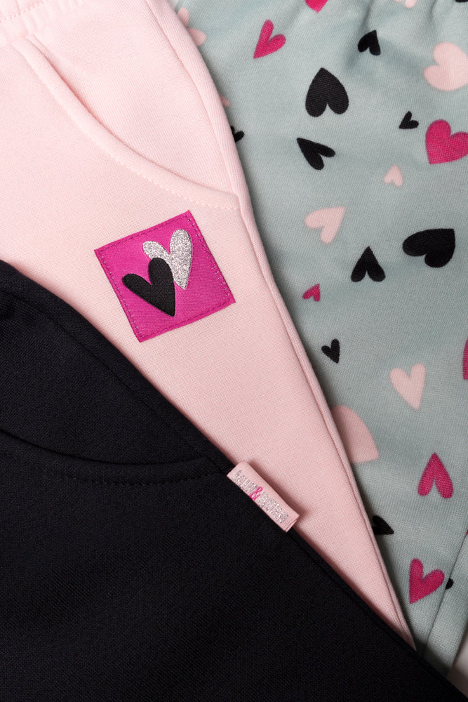 3 Pack Heart Trackpants Black, Green And Pink