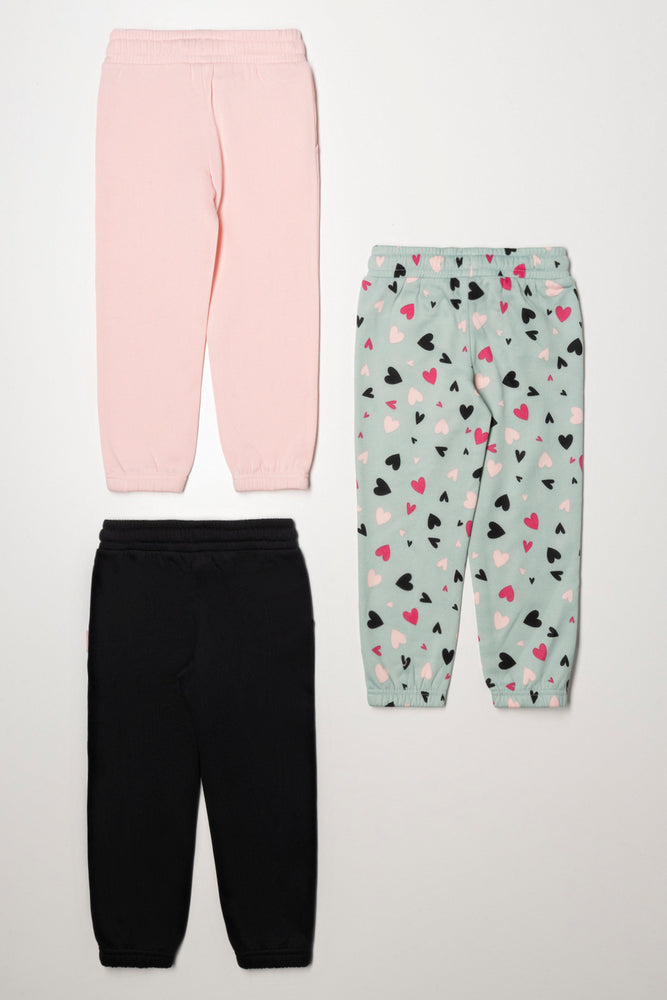 3 Pack Heart Trackpants Black, Green And Pink (2)